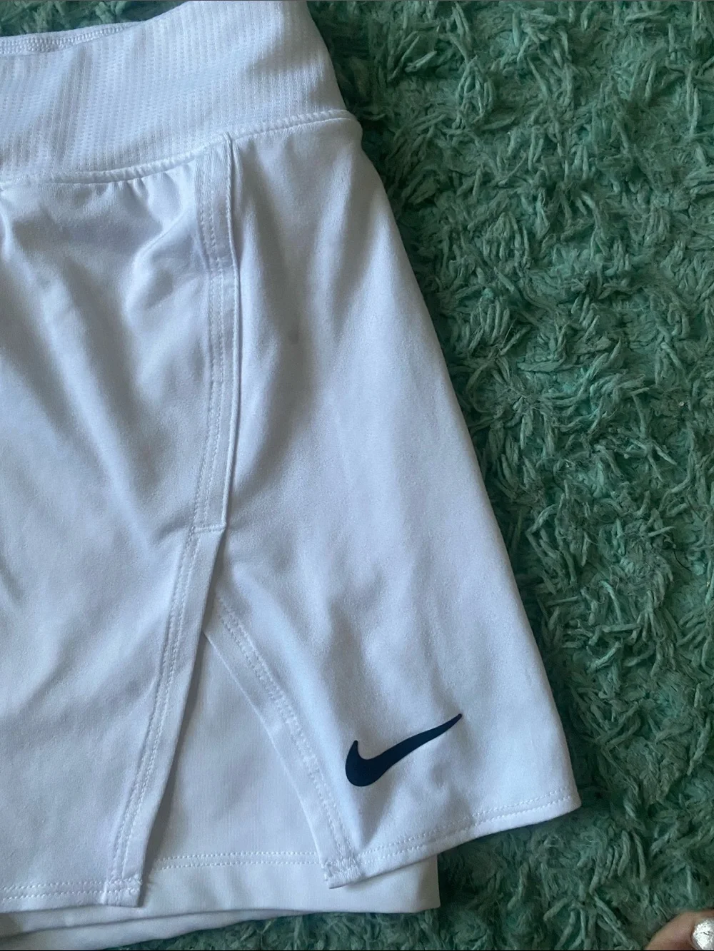Nike White Women’s Athletic Skort with Navy Swoosh